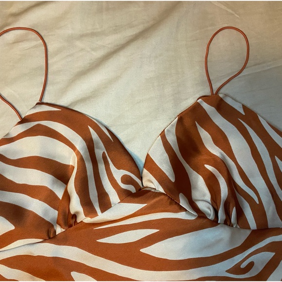 3 for $20 ZEBRA PRINT BROWN AND CREAM SPAGHETTI STRAP CROP TOP- SMALL - Picture 4 of 4